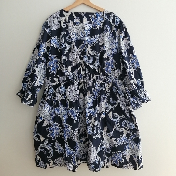 Fat Face Plus Size Maddox Blue Paisley Print Faux Wrap Dress With Pockets 20 - Picture 4 of 16